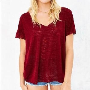 Lg UO Project Social T Textured-Knit V-Neck Tee